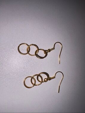 Gold Triple Hoop Dangle Earrings — Women Jewelry